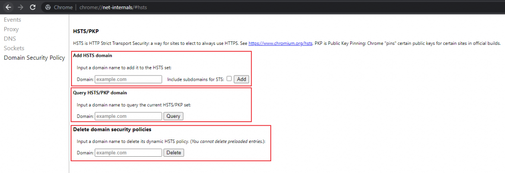 Disable HSTS in Google Chrome