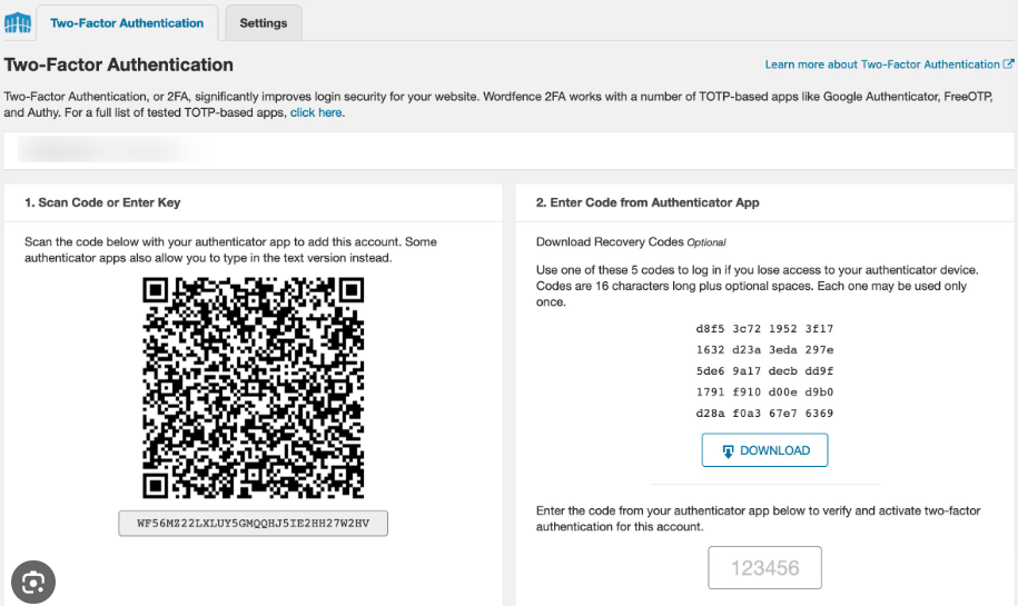 Enable 2FA WordPress