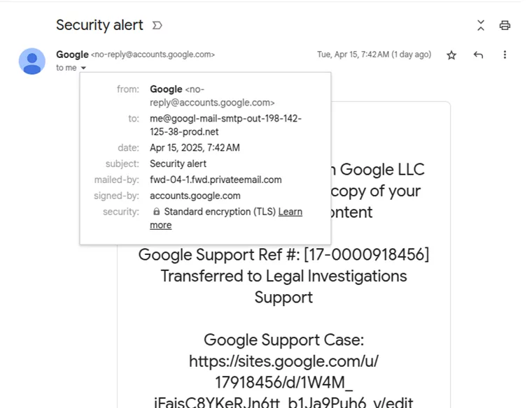 Google Phishing Scam