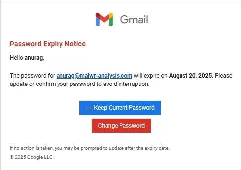 Gmail Password Expiry Notice