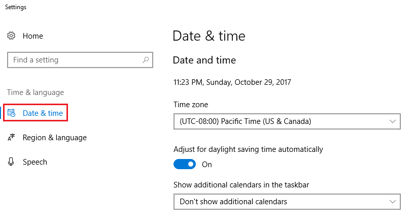 Date and Time Settings