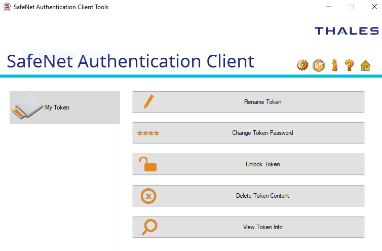 SafeNet Authentication Client Gear Icon