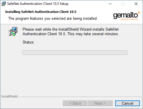 SafeNet Client Installing Status