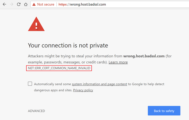 Common Name Invalid Error Chrome