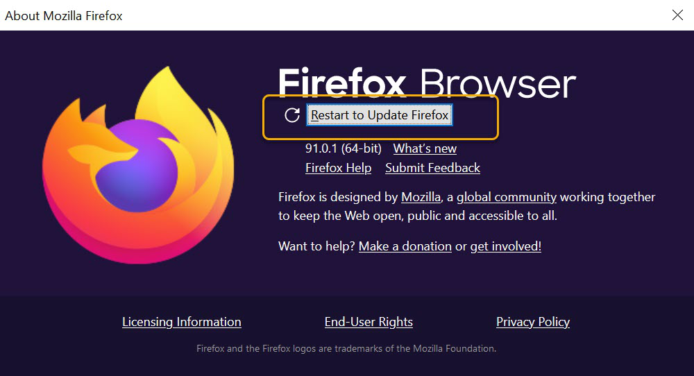 Pending Update Firefox