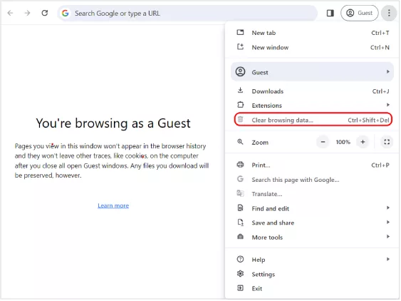Clear Browsing Data